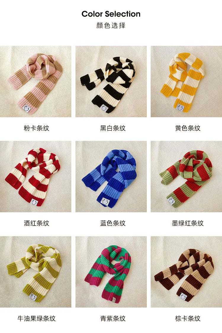 Baby Girls Boys Scarf Kids Korean Style Scarves Letter Printed Accessories Children's Knitted Bib Cotton Versatile Warm Clothing