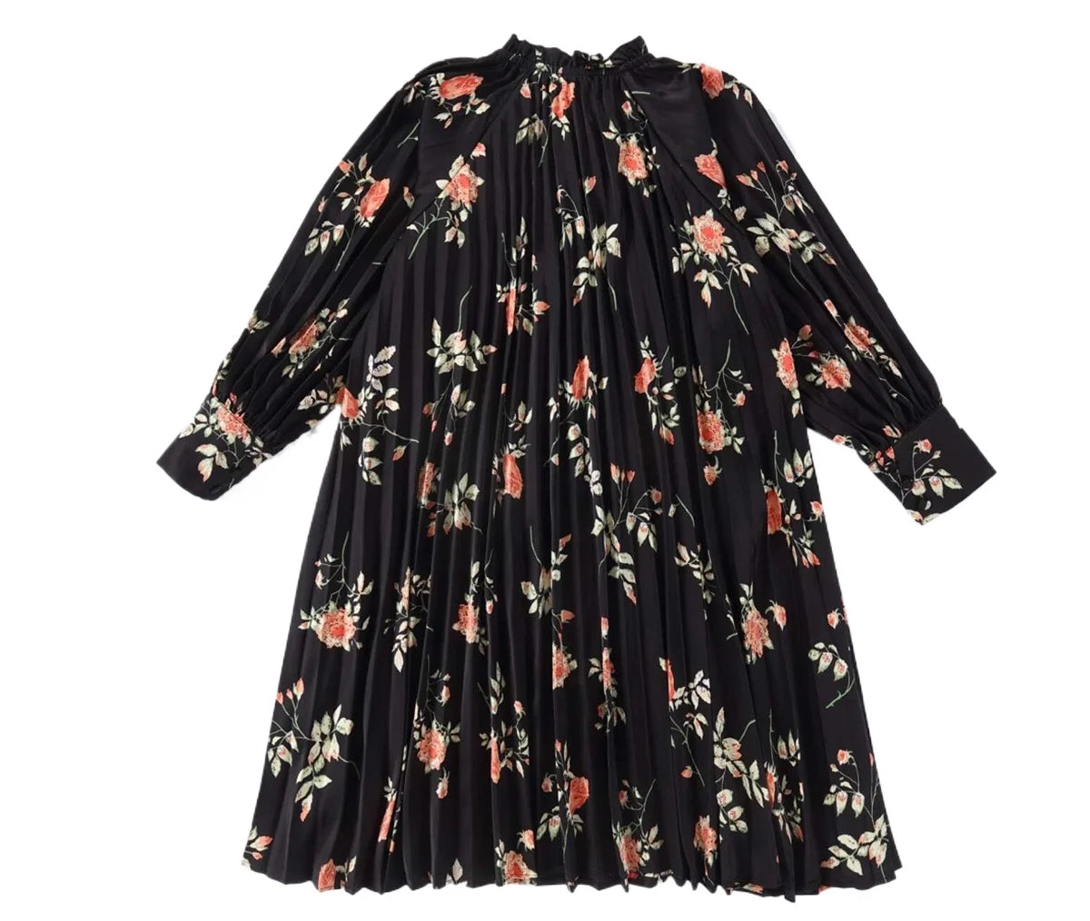 AP Floral Pleated Satin Collection 2025 Autumn Long Sleeve Girls Floral Pleated Dress Baby Romper Cute, #6007