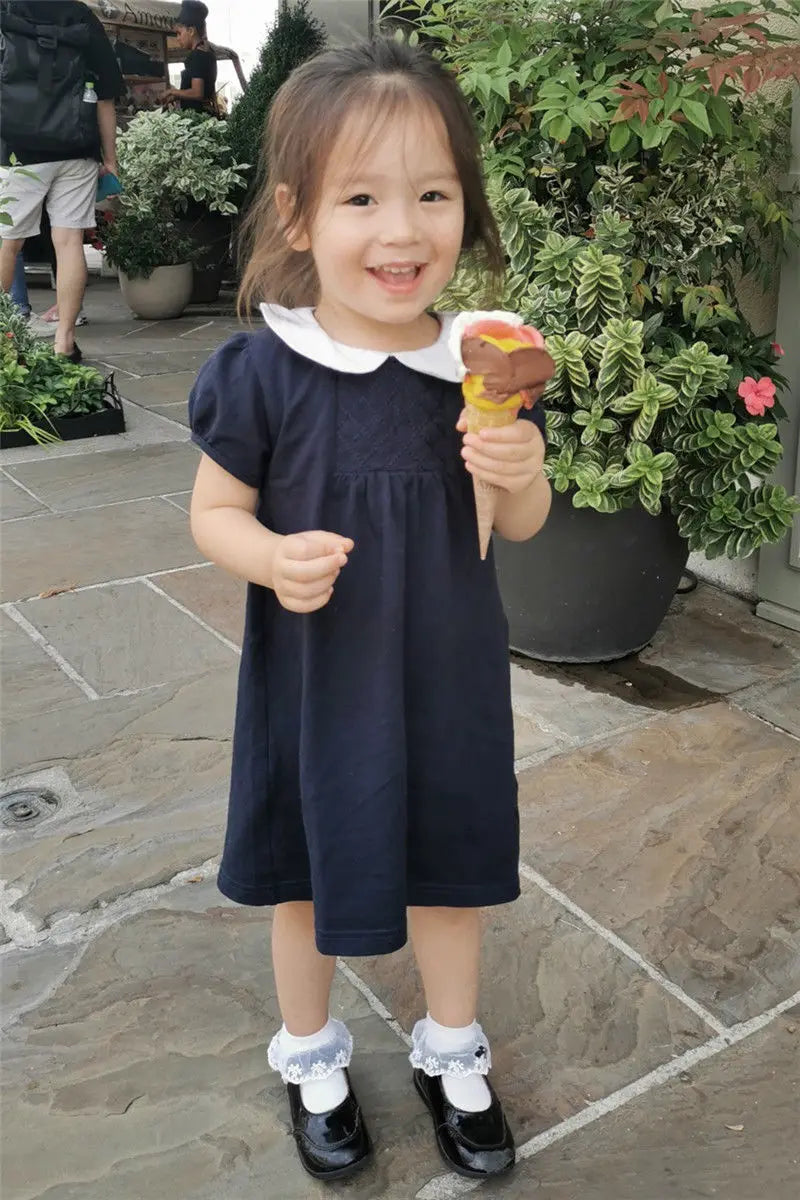 High-End Girls Dress Mori Style Elegant College Style Princess Dress Summer Maillard Girl Short Sleeve Skirt Western Style