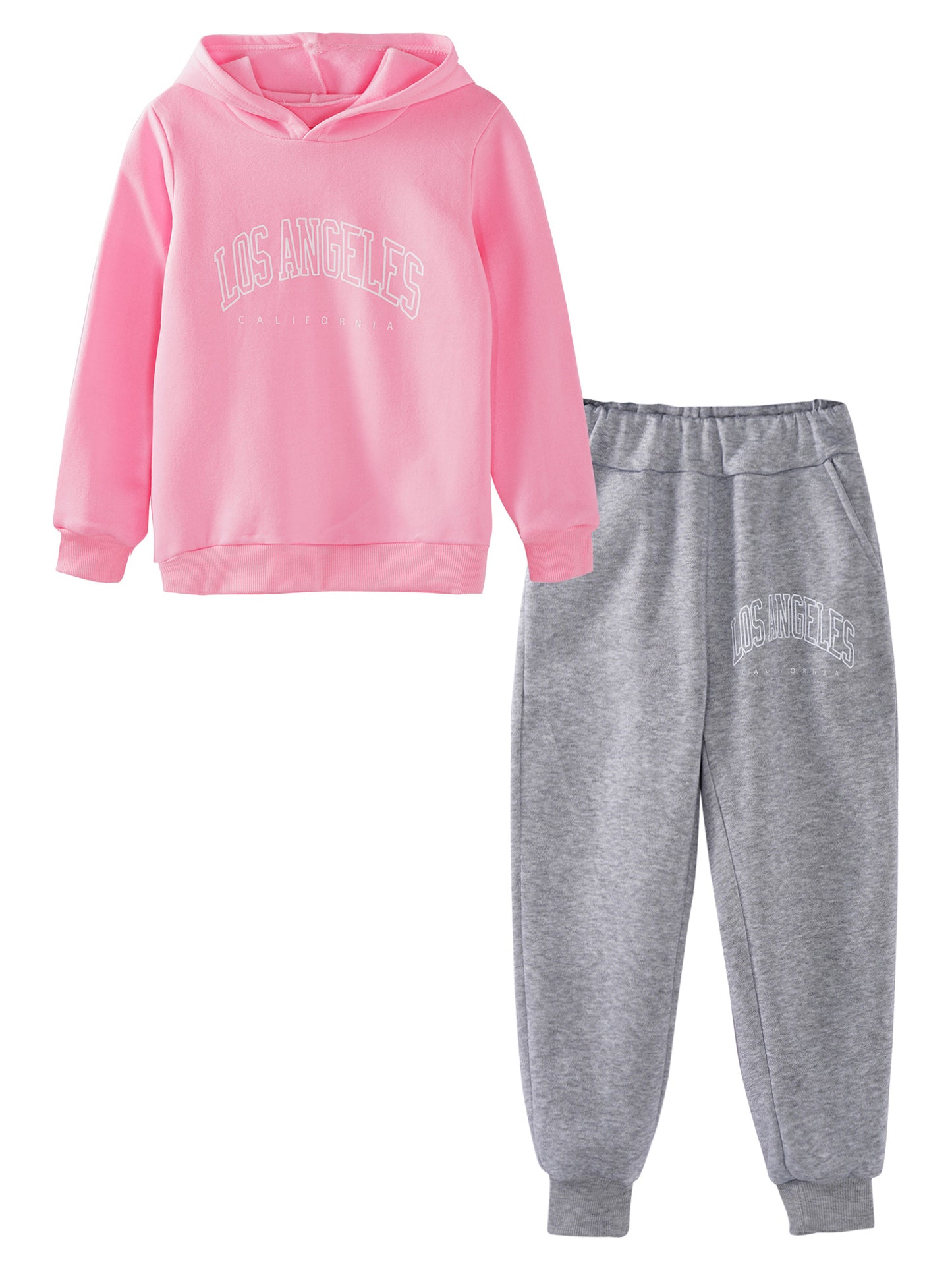 Kids Boys Girls Letter Printed Sport Suit Tracksuit Long Sleeve Hooded Pullover with Elastic Waistband Pants