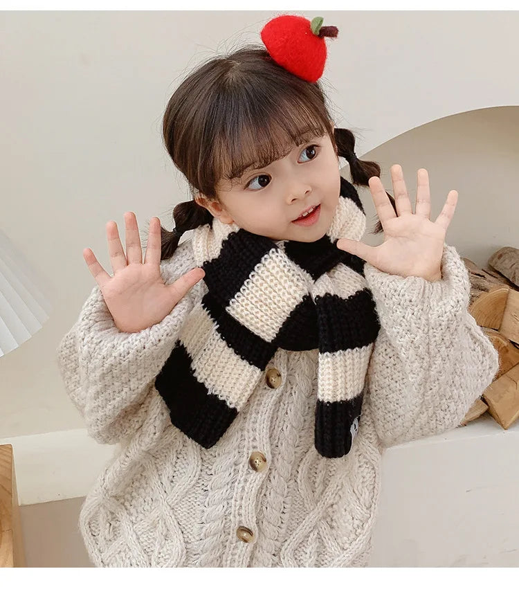 Baby Girls Boys Scarf Kids Korean Style Scarves Letter Printed Accessories Children's Knitted Bib Cotton Versatile Warm Clothing