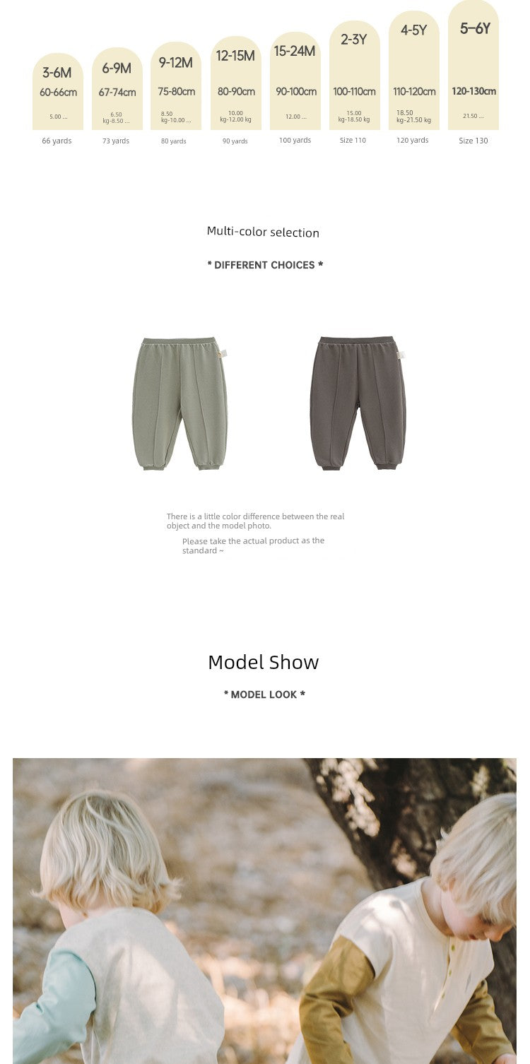 Kids Baby Girl Pure Cotton Boy Spring and Autumn Clothing Pants