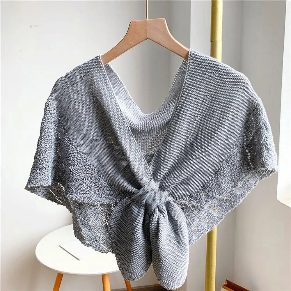 Fake Collars Shawl Women Female Blouse Shoulders Fake Collar Knotted Knitted Scarf Stripe Neck Guard Scarve