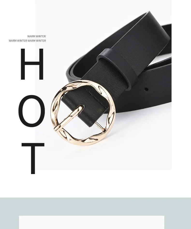 2023 New Women  Leopard Snake Zebra Pattern Snakeskin Cos Skin Cricle Pin Golden Buckle Belts for Dress Jeans Suits