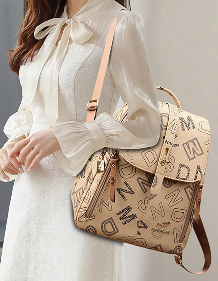 Luxury Designer Women Backpack High Quality Soft Leather Shoulder Bag Fashion School Bags Multifunction Rucksack Top-handle Bag