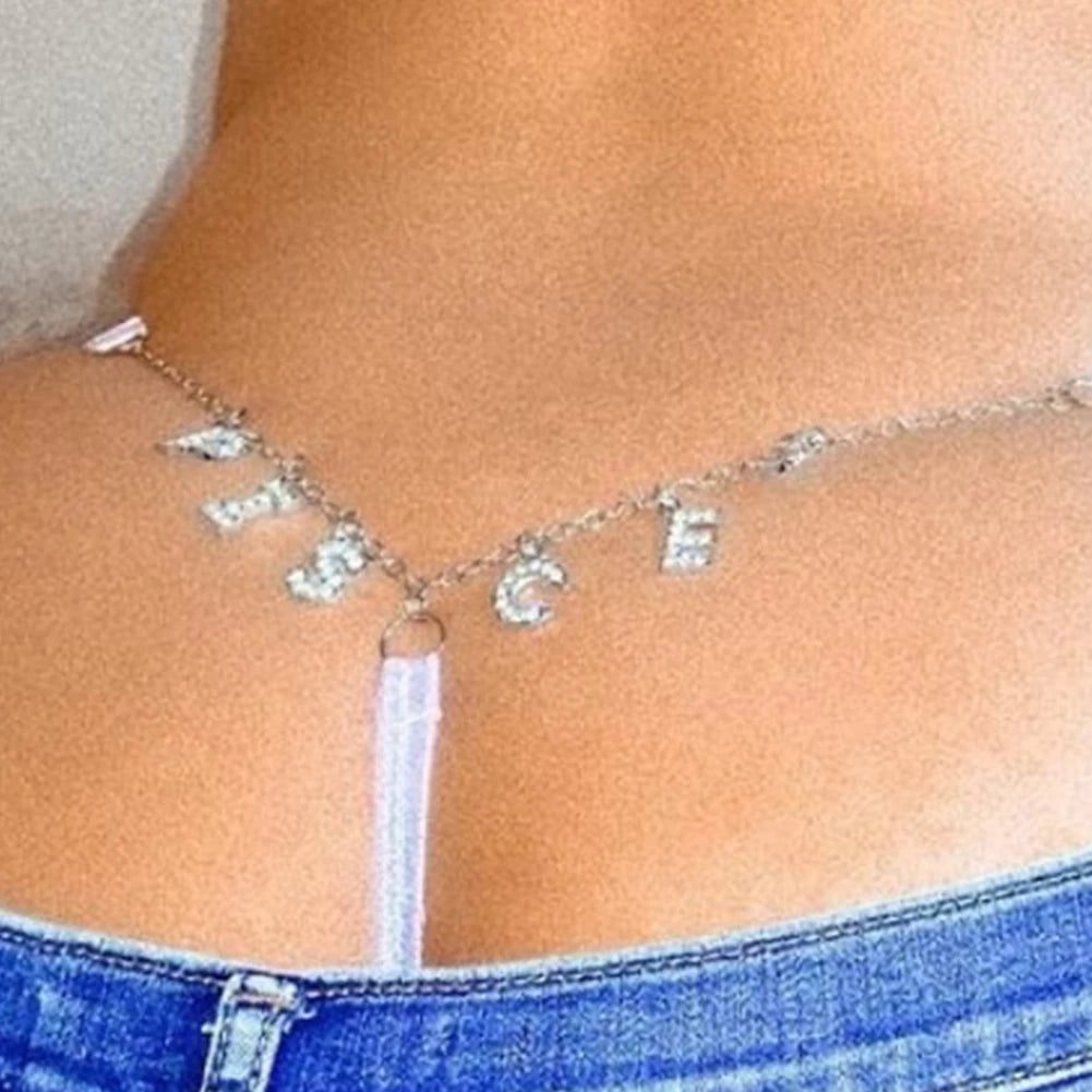Sexy Customized Bling Crystal Letters DIY Name Waist Chain Women Body Chain Multicolor Bikini Thong Beach Custom Jewelry Gift