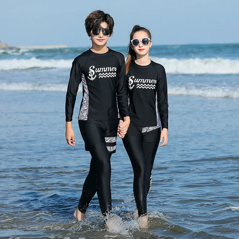 2022 Girls Boys Rashguard Wetsuit Diving Suit 3 Pcs Swimsuit Sports Long-sleeve Pants Surfing Big Children Sunscreen Swimwear
