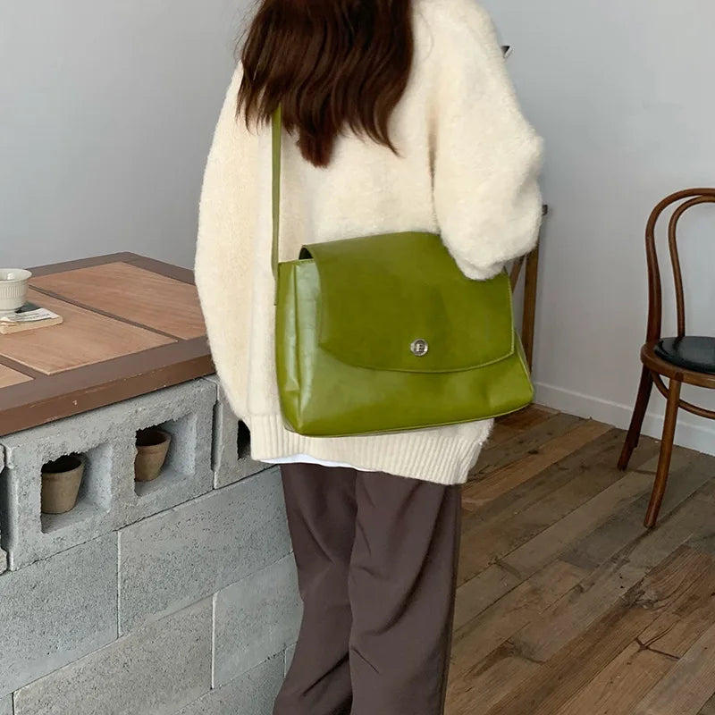 CGCBAG Vintage Large Volume Messenger Bag Women Simple Solid Luxury Designer Female Tote Bag High Quality PU Leather Handbags