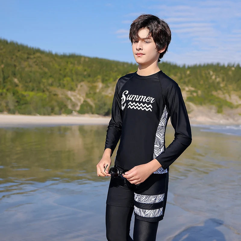 2022 Girls Boys Rashguard Wetsuit Diving Suit 3 Pcs Swimsuit Sports Long-sleeve Pants Surfing Big Children Sunscreen Swimwear