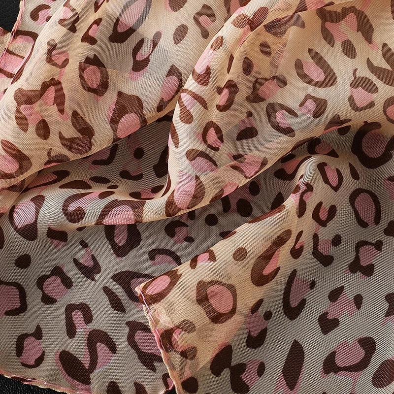 2024 Fashion Printed Leopard Chiffon Hijab Scarf Women Pareo Lady Bandanas Beach Towels Summer Muslim Veil Wrap Female Foulard