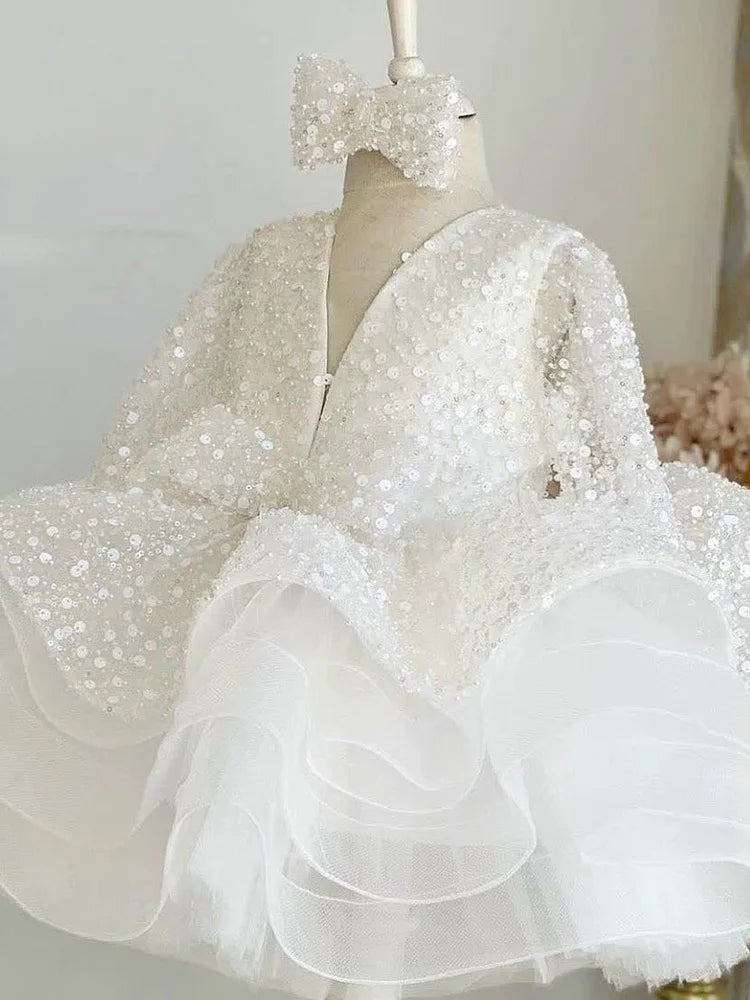 Elegant socialite girl dress sequin birthday dance party gorgeous dress  graduation banquet evening dress  girls clothing