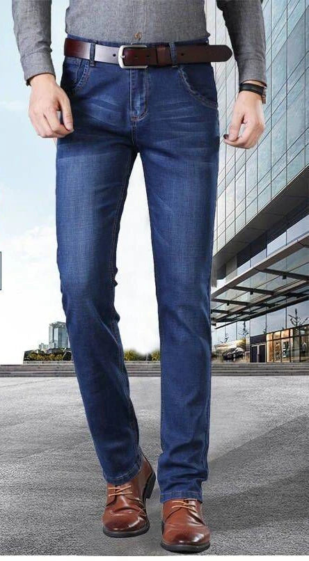 Men's Pants Jeans Loose Large Size Thin Summer Stretch Slim Mid Waist Straight Pants for Men Casual Men's Clothing Denim Pants