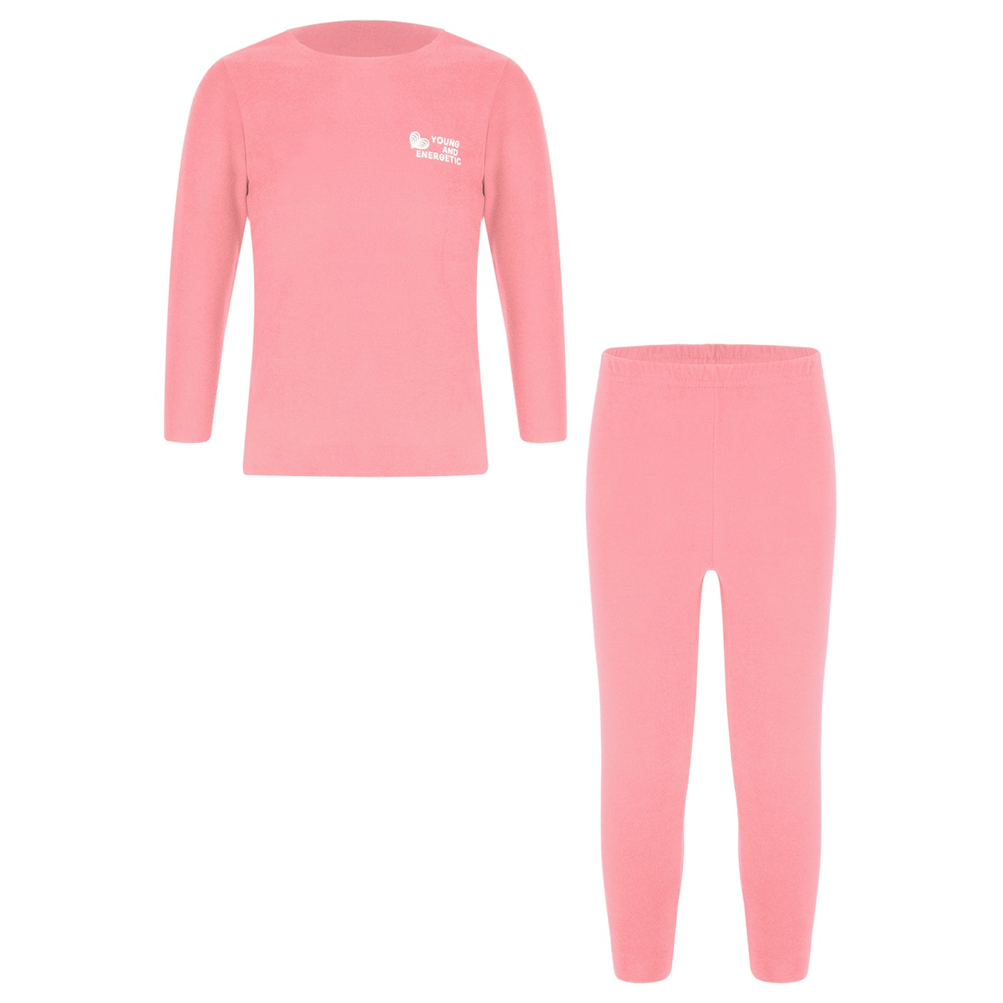 Autumn Kids Girls Boys Solid Color Thermal Underwear Set Loungewear Homewear Round Neck Long Sleeve Tops with Pants Leggings