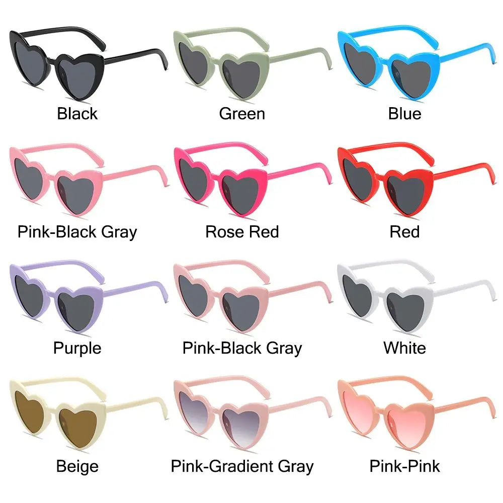 Heart-Shaped Sunglasses Vintage Trendy Street Shooting Shades UV Protection Irregular Fashion Pink Heart Sun Glasses for Women