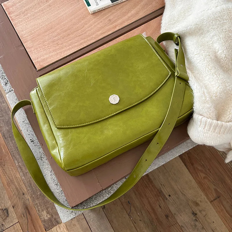 CGCBAG Vintage Large Volume Messenger Bag Women Simple Solid Luxury Designer Female Tote Bag High Quality PU Leather Handbags