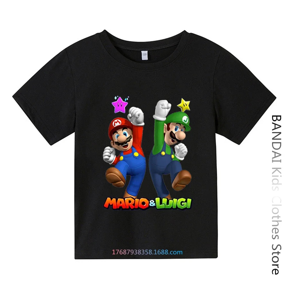 Super Mario Tshirt  Kids Fashion Baby Boy Clothes Mario Bros T-shirt Pikachu Cotton Children Tops Girls Clothing Casual Tees