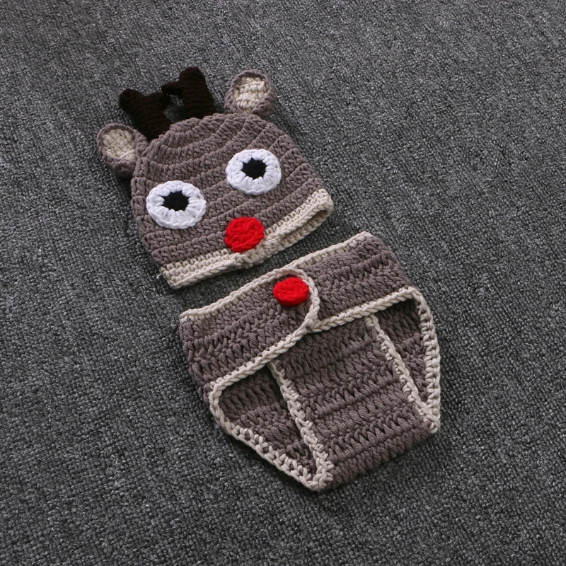 Fashion Newborn Photography Prop Overalls Pants Photography Outfits Crochet Hat Pants Bodysuit for 0-3 Month Boys Dropship