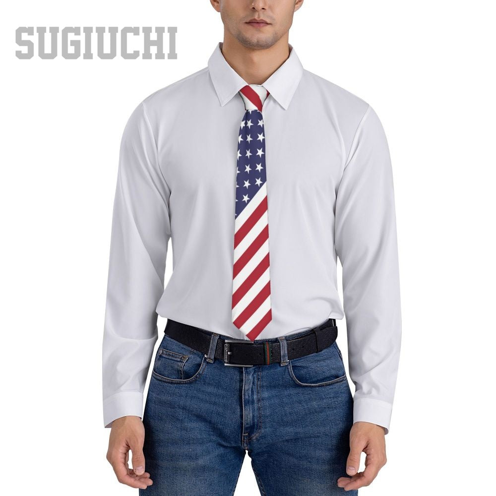 United States USA Flag American Emblem Men Women Neck Ties Casual Plaid Tie Suits Slim Wedding Party Business Necktie Gravatas