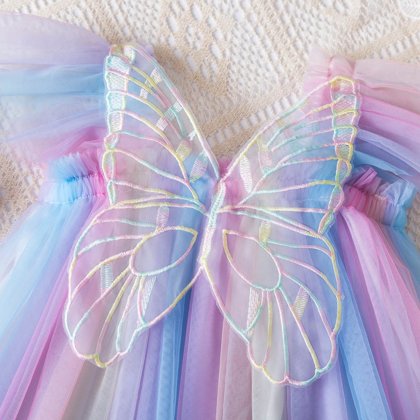 Butterfly Newborn Baby Dress New Summer Cute Baby Girls Clothes Tulle Lace Embroidery Infant Party Clothing 1 -5Y Birthday Dress