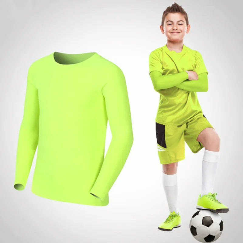 Kids Children Boy Girl Running Long T Shirt Fitness Sport Basketball Football Outdoor Hiking Jogging Riding Soccer Clothes J25