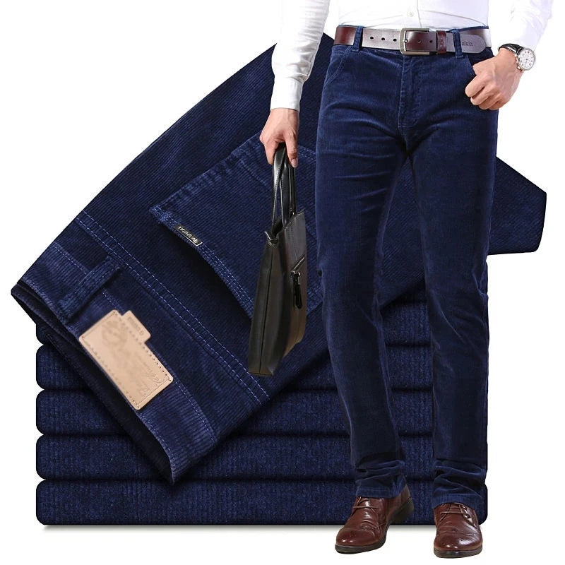 Autumn Winter Trouser Men`s Thick Warm Corduroy Pants Fleece Trousers Male Casual Business Style Long Jeans Men