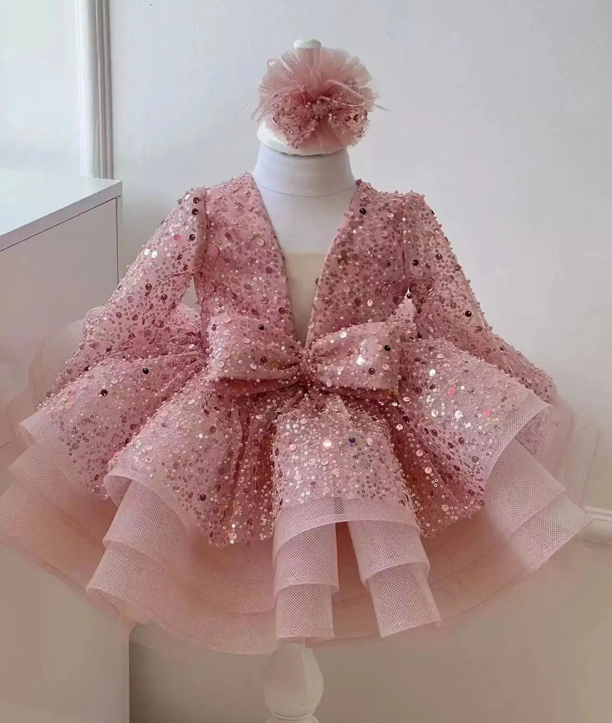 Elegant socialite girl dress sequin birthday dance party gorgeous dress  graduation banquet evening dress  girls clothing