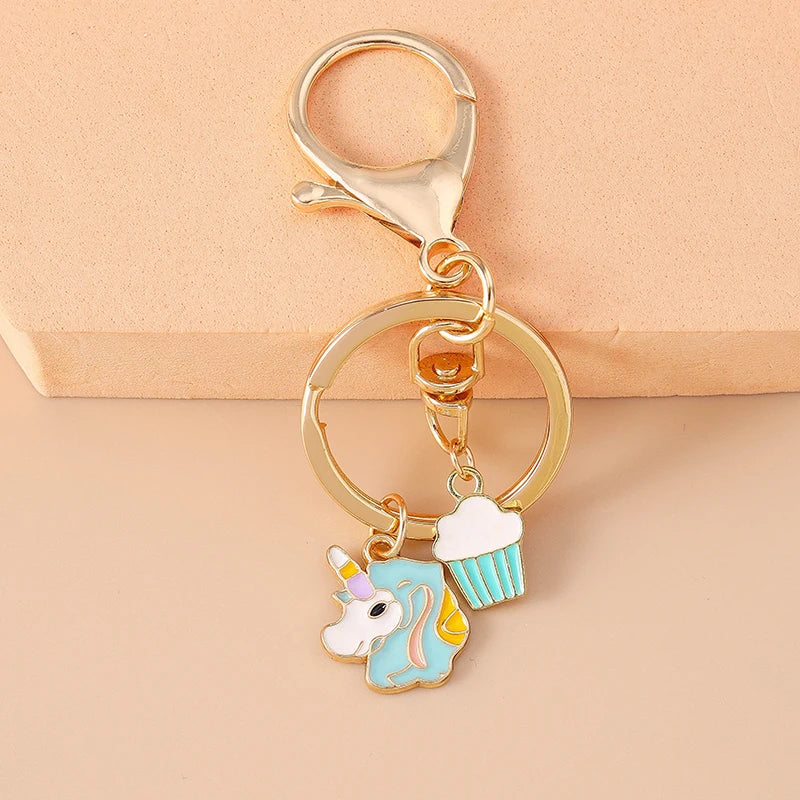Cute Enamel Unicorn Keychain Horse Key Ring Women Girls Handbag Pendant DIY Jewelry Gift Accessories