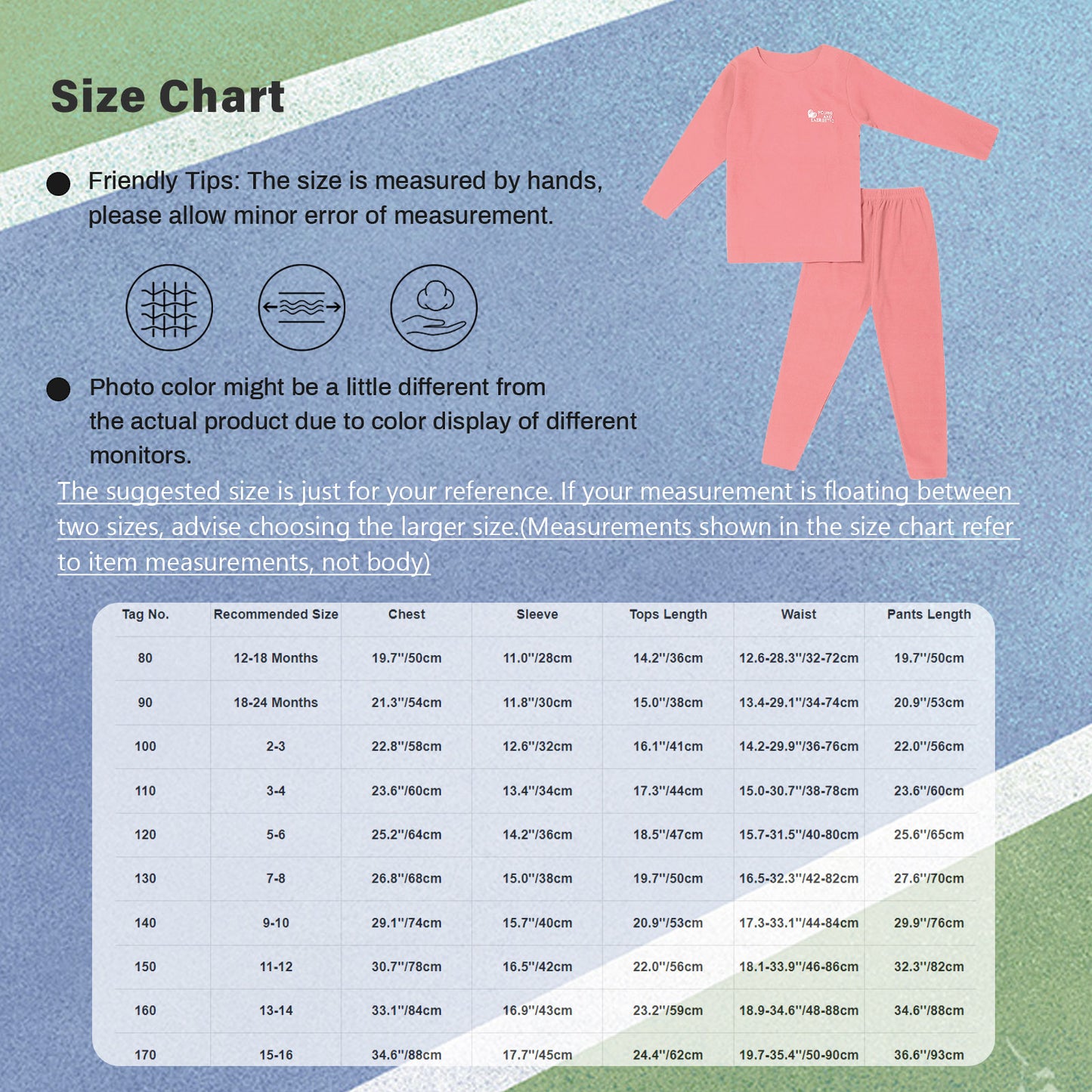 Autumn Kids Girls Boys Solid Color Thermal Underwear Set Loungewear Homewear Round Neck Long Sleeve Tops with Pants Leggings