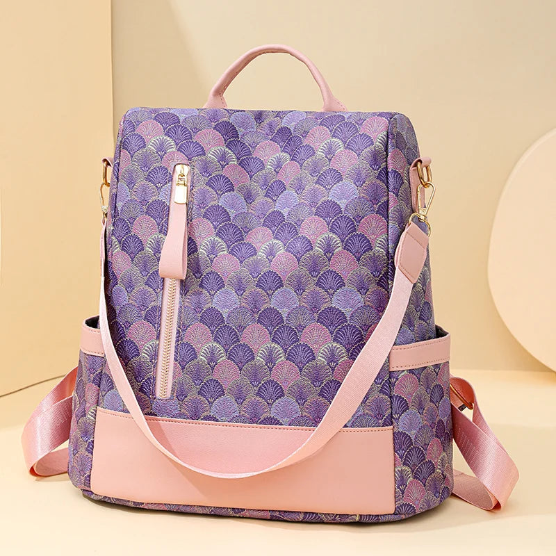 Anti Theft Design Women's Backpack Fashion PU Leather Backpack School Bags for Teenagers Girls Large Volume Leisure Travel Bag