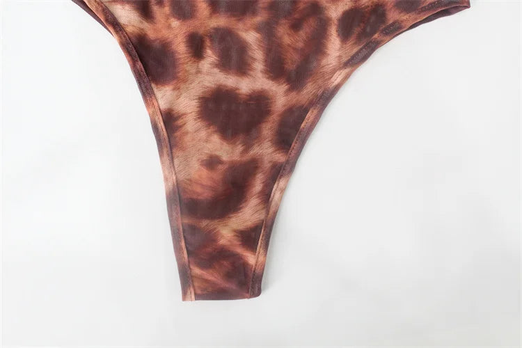 Ahagaga Fashion Club Leopard Printed Sexy Women Bodysuits Casual O-neck Slim Sheath Rompers T Shirts Streetwear Full Sleeve Tops