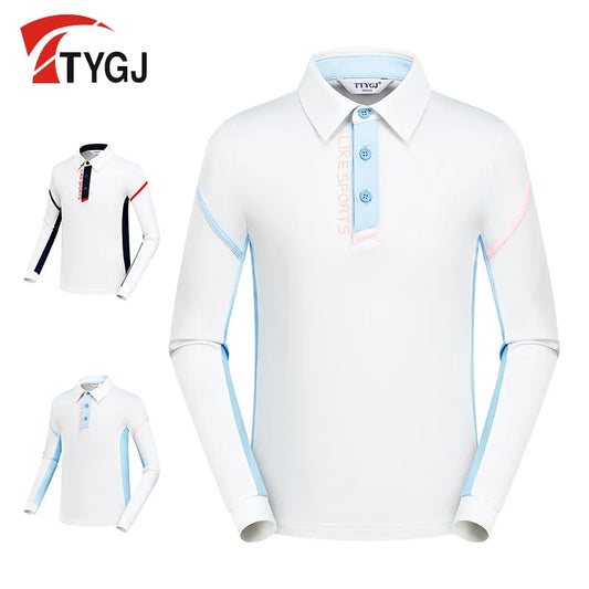 TTYGJ Boys' Golf Clothing Autumn Quick Drying Long Sleeve T-shirt Outdoor Sports Leisure Moisture wicking Top