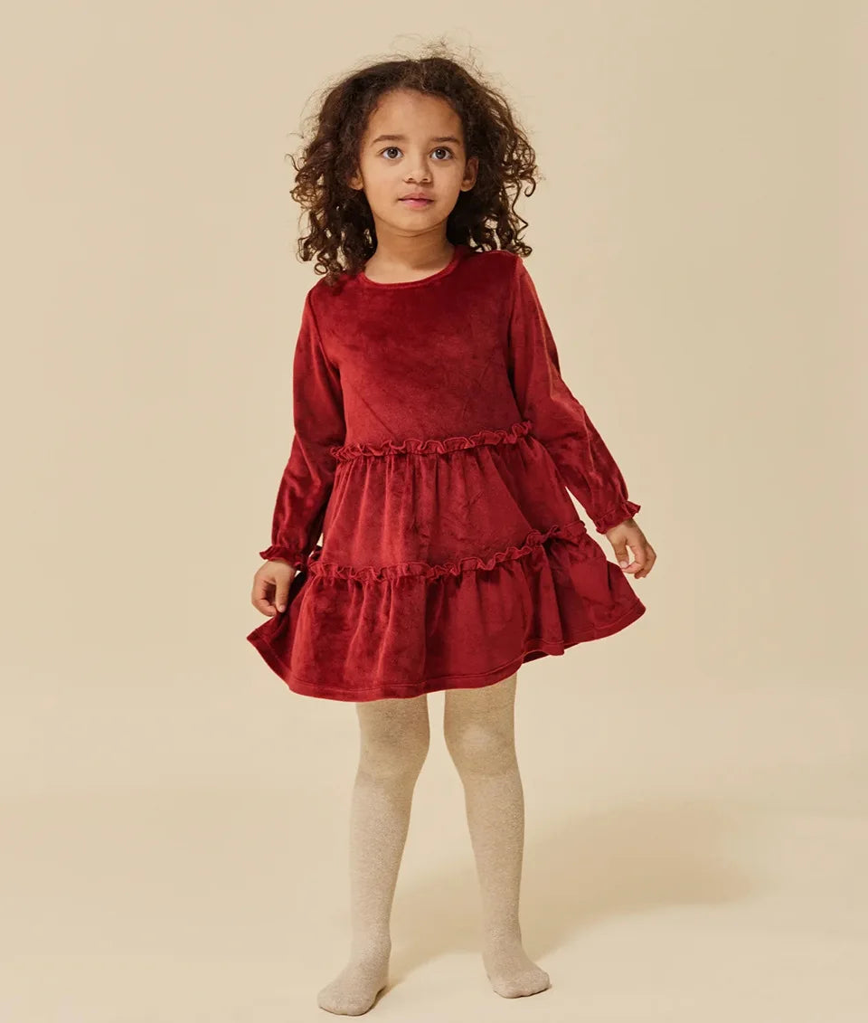 KS AW Children's Clothing Toddler Girls Velvet Patchwork Mesh Dresses Newborn Baby Christmas Rompers Lace Jumpsuit Climbing Suit