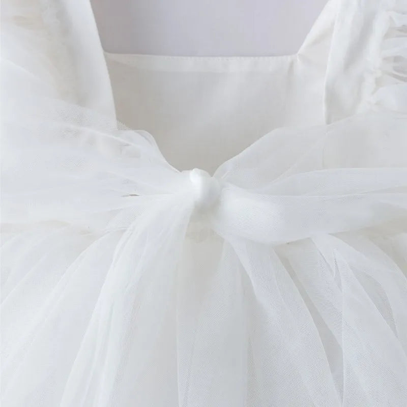 Baby Girl Princess Tutu Dress Fly Sleeve Infant Toddler Child Mesh Tulle Back Bow Vestido Dance Party Birthday Baby Clothes 1-5Y