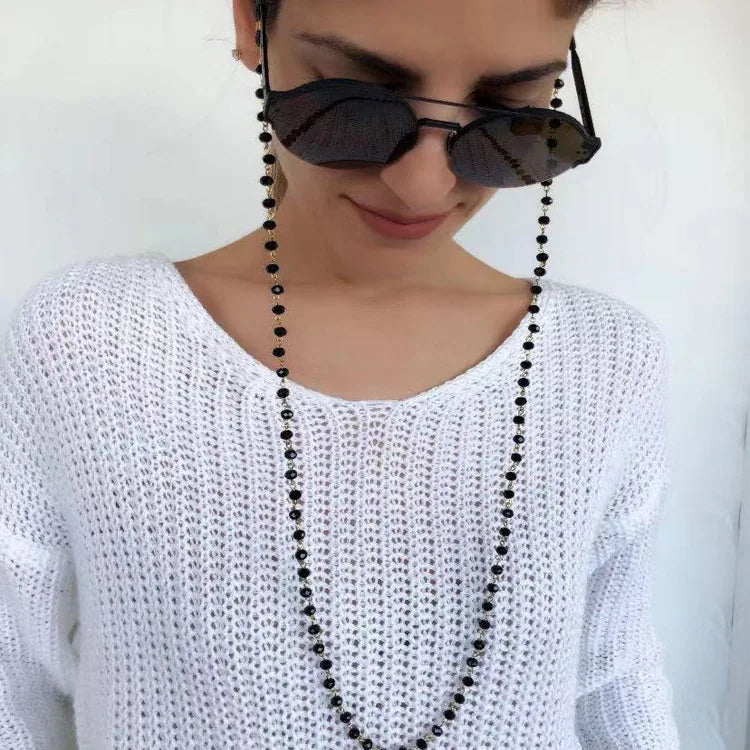 Black Sunglasses Mask Chains Lanyard For Women Men Crystal Eyeglasses Chains Anti-lost Earphone Holder 2022 Fashion Necklace