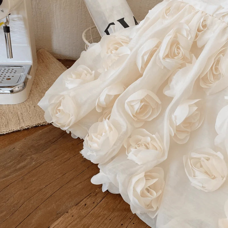 Fashion Baby Girl Princess 3D Flower Dress Infant Toddler Child Bow Vestido Short Sleeve Party Birthday Frock Baby Clothes 1-10Y