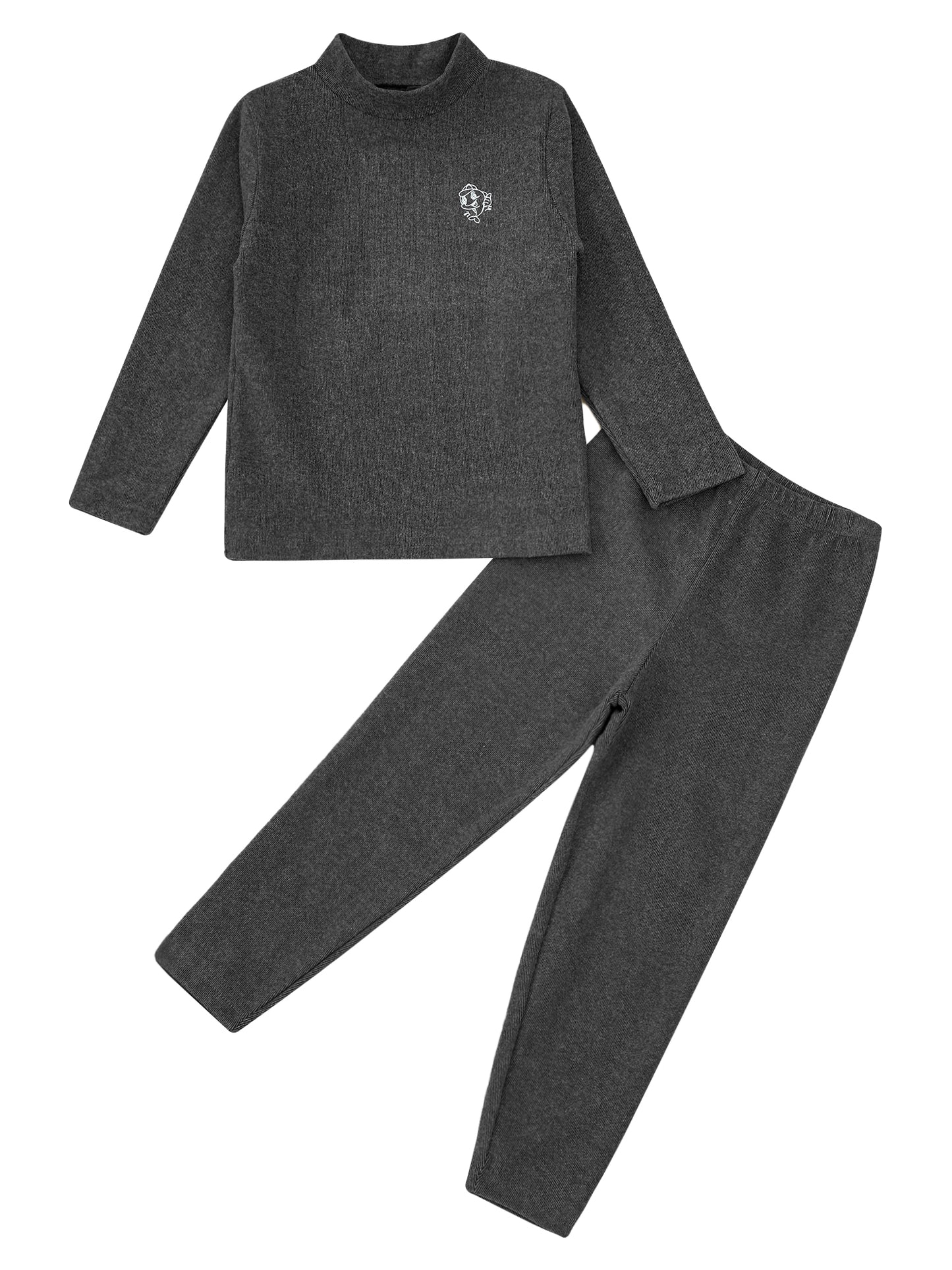 Teen Girls Boys Casual Outfit Sports Sets Turtleneck Long Sleeve Dolphins Print Thermal Top+Pants Warm Basic Underwear Sleepwear
