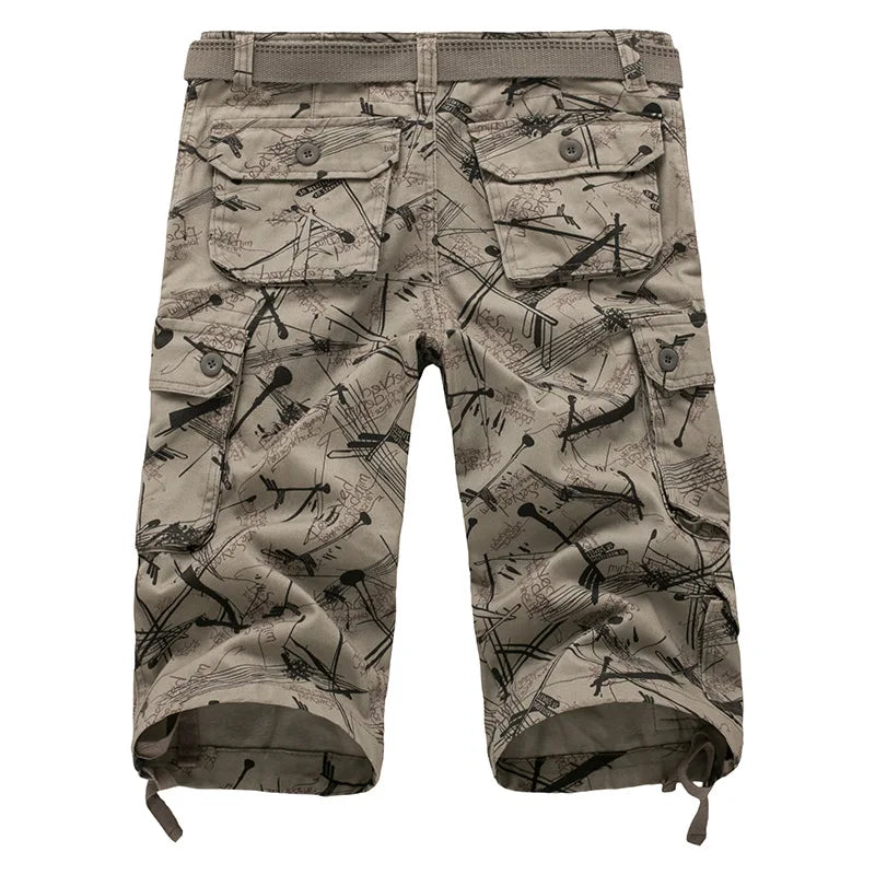 Camouflage Men Short Pants Cotton Cargo Shorts for Men Summer Casual Breeches Multi-Pocket Military Style Cargo Short Pants