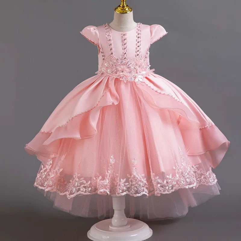 New High quality baby lace princess dress for girl elegant birthday party trailing dress Baby girl's christmas clothes 3-12yrs
