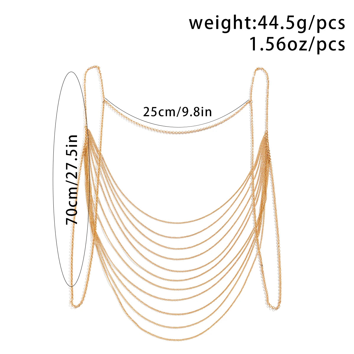 IngeSight.Z Punk Multilayer Metal Chain Tassel Bikini Back Body Chain Women Sexy Gold Color Harness Chest Chain Beach Jewelry