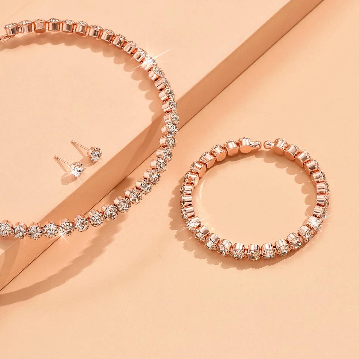 4 pieces of women's fashionable and minimalist necklaces with earrings, bracelets, jewelry sets, banquet and party accessories