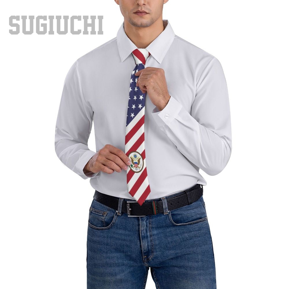 United States USA Flag American Emblem Men Women Neck Ties Casual Plaid Tie Suits Slim Wedding Party Business Necktie Gravatas