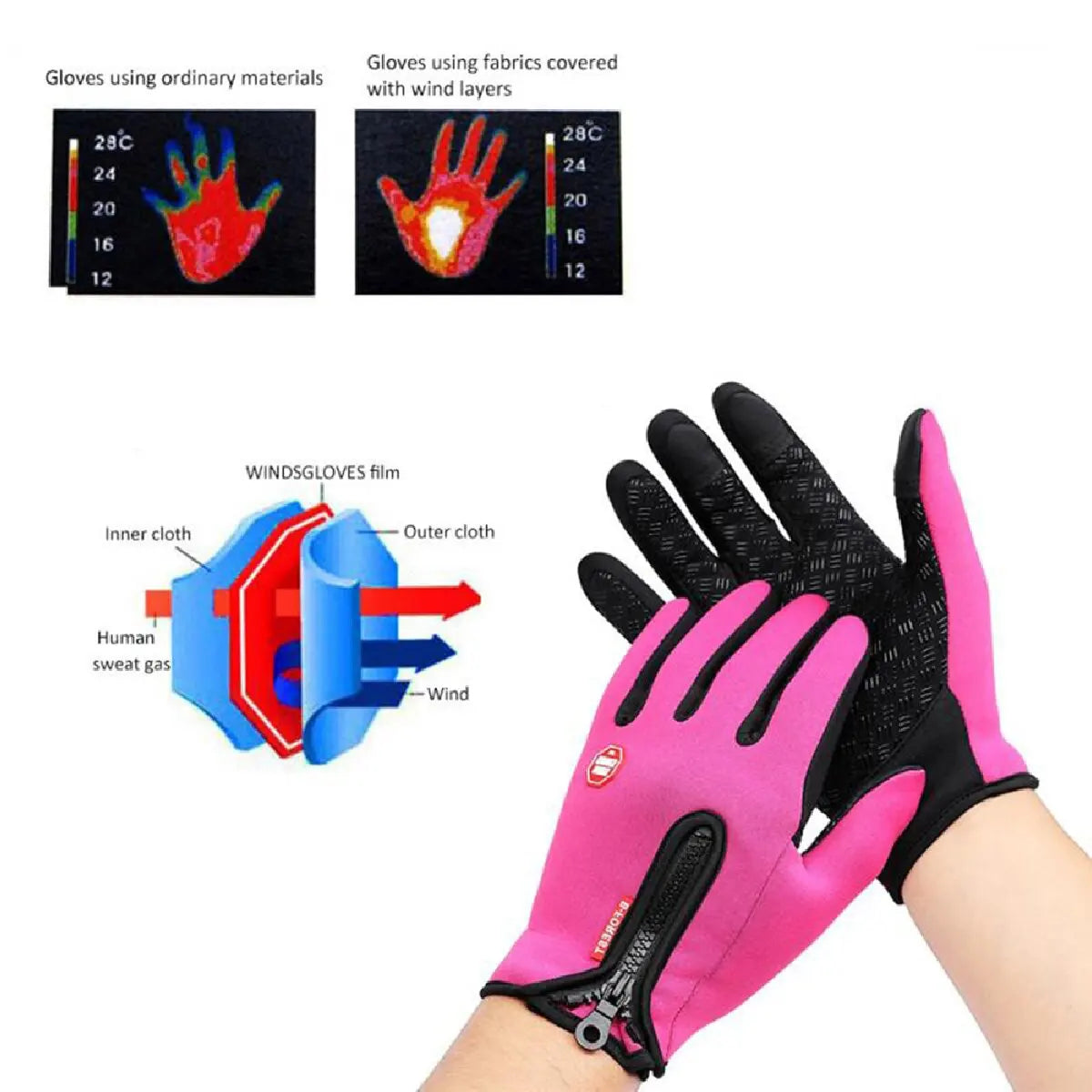 Unisex Touchscreen Winter Gloves Thermal Warm Cycling Bicycle Bike Ski Outdoor Camping Hiking Motorcycle Gloves For Sports
