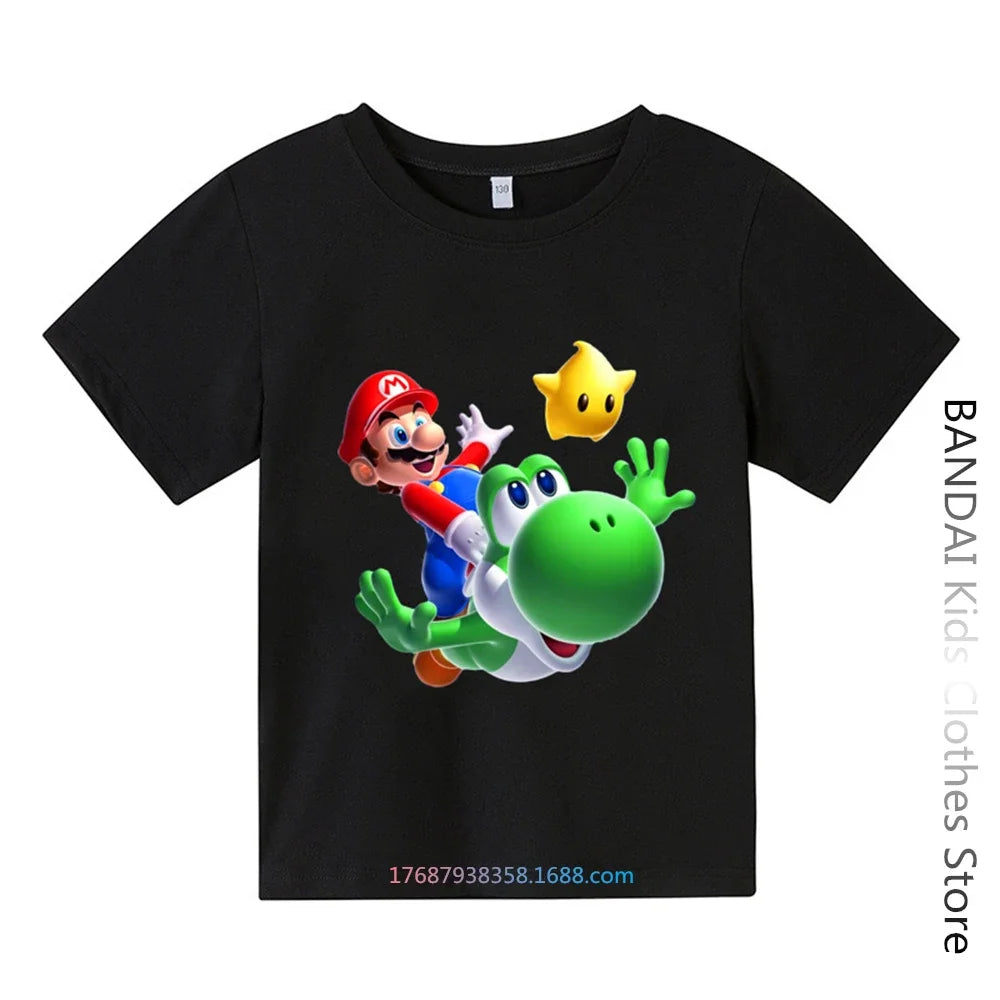 Super Mario Tshirt  Kids Fashion Baby Boy Clothes Mario Bros T-shirt Pikachu Cotton Children Tops Girls Clothing Casual Tees