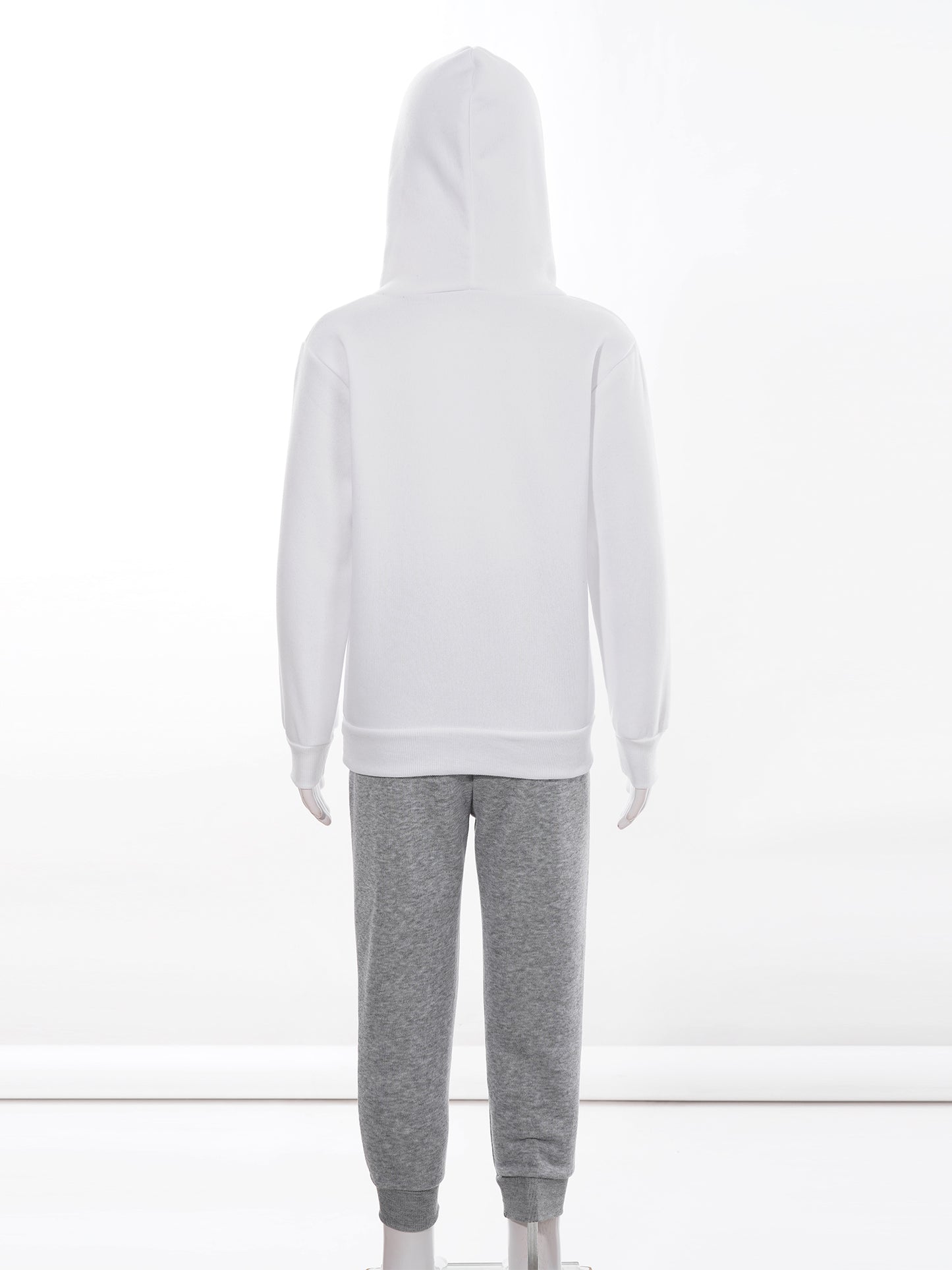 Kids Boys Girls Letter Printed Sport Suit Tracksuit Long Sleeve Hooded Pullover with Elastic Waistband Pants