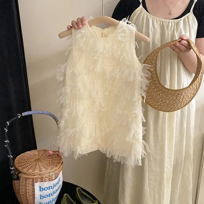 Summer Baby Girl Princess Cotton High-end Dress Sleeveless Infant Toddler Child Elegant Tulle Vestido Party Baby Clothes 18M-10Y