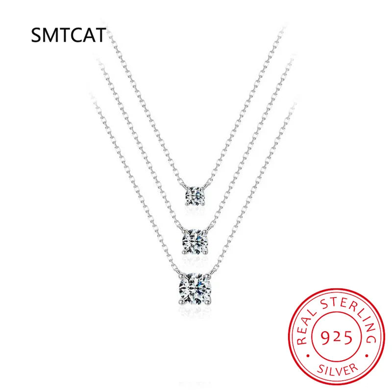 925 Sterling Silver Moissanite 1-3 Carat Set Chain Necklace Advanced Light Luxury Niche Casual Elegant Ladies Send Girlfriend