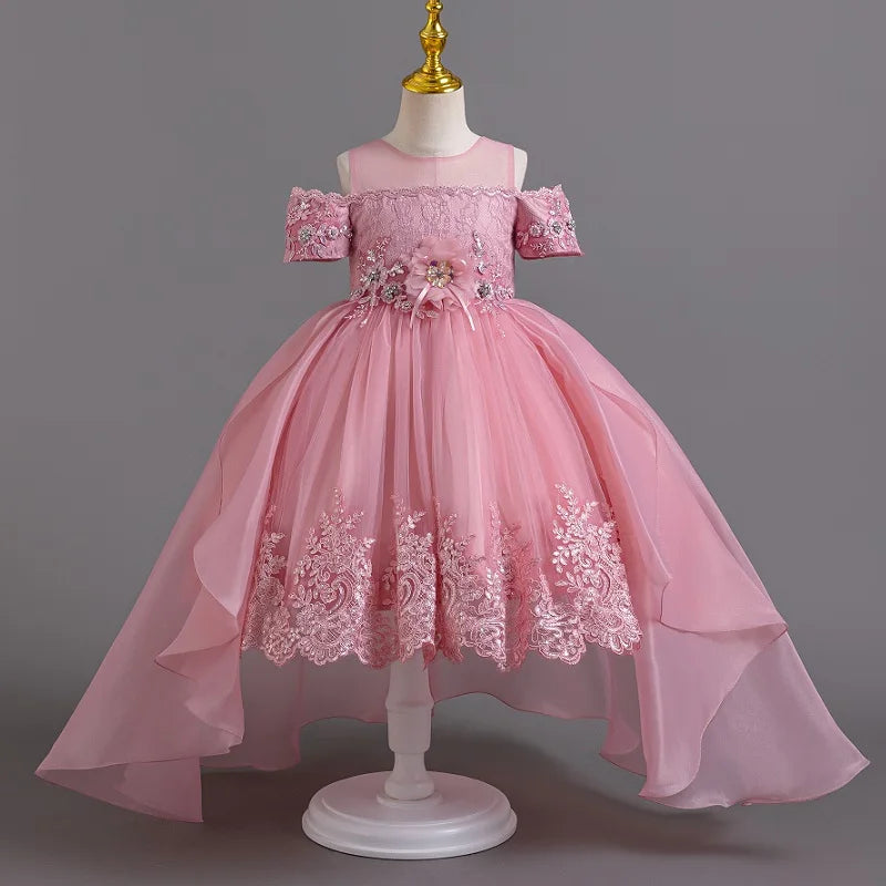 New High quality baby lace princess dress for girl elegant birthday party trailing dress Baby girl's christmas clothes 3-12yrs