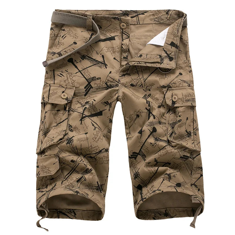 Camouflage Men Short Pants Cotton Cargo Shorts for Men Summer Casual Breeches Multi-Pocket Military Style Cargo Short Pants