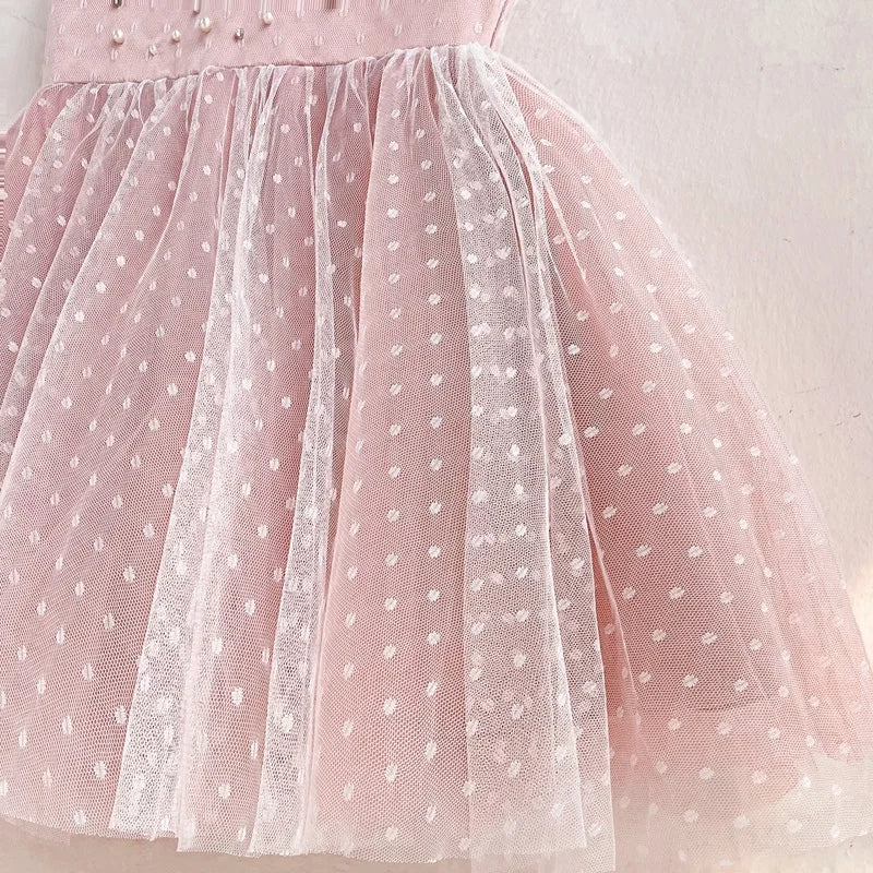Baby Girl Princess Angel Wing Dress Infant Toddler Child Sleeveless Pearl Vestido Party Pageant Birthday Baby Clothes 1-12Y
