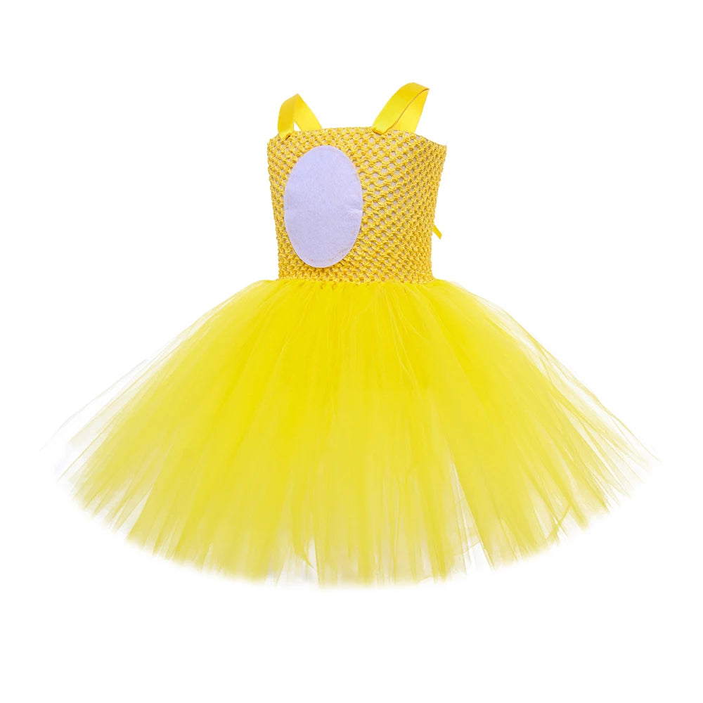 Yellow Duck Baby Girls Dress Up Costume Cute Animal Kids Easter Party Dresses Girl Princess Tulle Dress Summer Spring Clothes